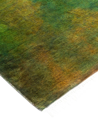 Modern Overdyed Hand Knotted Wool Green Area Rug 2' 8" x 4' 2"