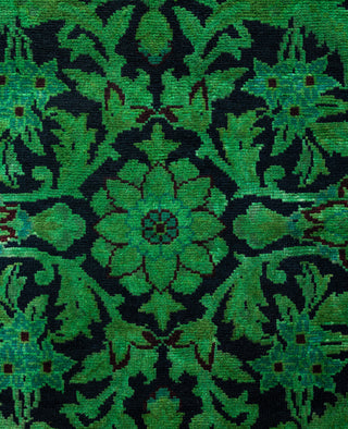 Overdyed Hand-Knotted Wool Modern-Contemporary Green Runner 2' 7" x 12' 5"