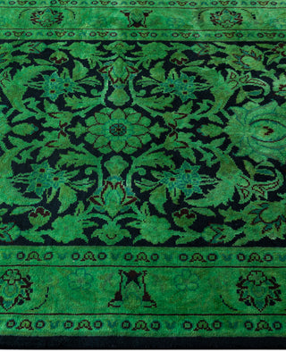 Overdyed Hand-Knotted Wool Modern-Contemporary Green Runner 2' 7" x 12' 5"
