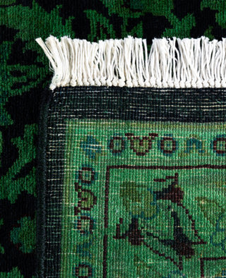 Overdyed Hand-Knotted Wool Modern-Contemporary Green Runner 2' 7" x 12' 5"