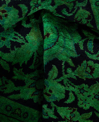 Overdyed Hand-Knotted Wool Modern-Contemporary Green Runner 2' 7" x 12' 5"