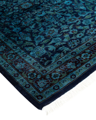 Modern Overdyed Hand Knotted Wool Blue Runner 2' 7" x 8' 1"