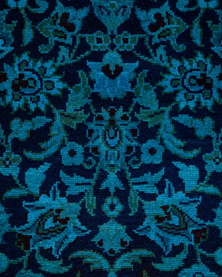 Contemporary Hand-Knotted Overdyed Blue Runner 2' 7" x 8' 1"