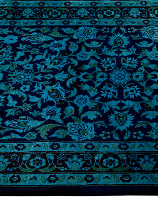Contemporary Hand-Knotted Overdyed Blue Runner 2' 7" x 8' 1"
