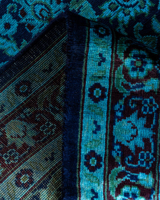Contemporary Hand-Knotted Overdyed Blue Runner 2' 7" x 8' 1"