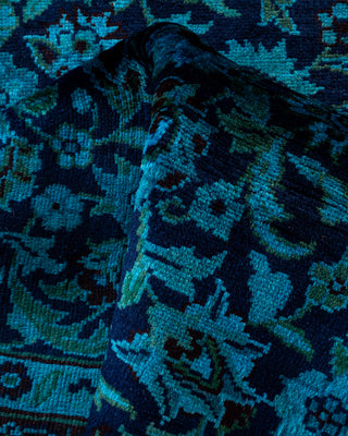 Contemporary Hand-Knotted Overdyed Blue Runner 2' 7" x 8' 1"
