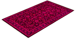 Overdyed Hand-Knotted Pink Area Rug 3' 2" x 5' 3"