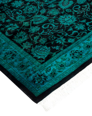 Modern Overdyed Hand Knotted Wool Black Runner 2' 7" x 10' 2"