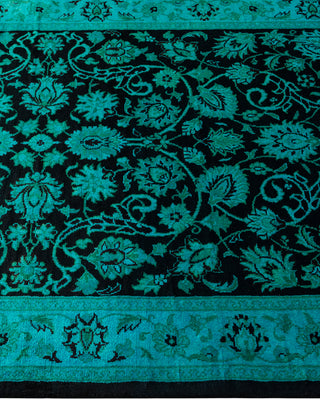 Contemporary Hand Knotted Overdyed Black Runner 2' 7" x 10' 2"