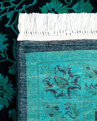 Contemporary Hand Knotted Overdyed Black Runner 2' 7" x 10' 2"