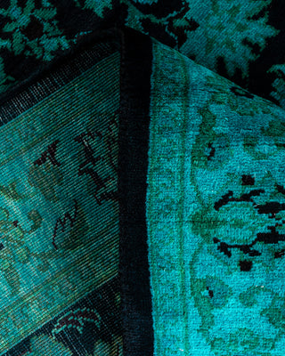 Contemporary Hand Knotted Overdyed Black Runner 2' 7" x 10' 2"