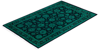 Overdyed Hand-Knotted Wool Modern-Contemporary Green Area Rug 2' 7" x 4' 2"