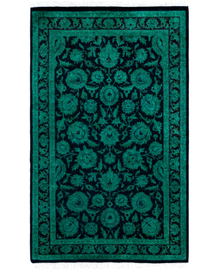 Overdyed Hand-Knotted Wool Modern-Contemporary Green Area Rug 2' 7" x 4' 2"