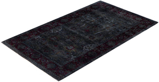 Contemporary Overdyed Wool Hand Knotted Black Area Rug 3' 1" x 5' 3"