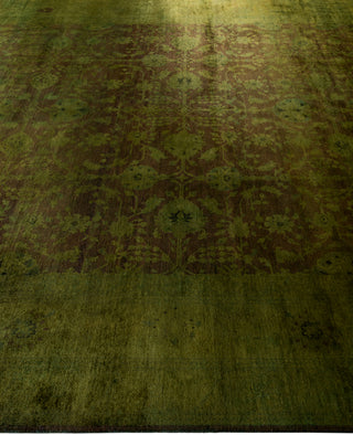 Contemporary Overdyed Wool Hand Knotted Green Area Rug 9' 0" x 12' 1"