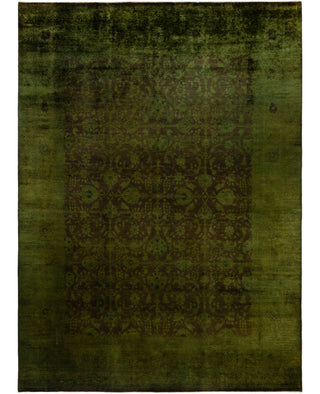 Contemporary Overdyed Wool Hand Knotted Green Area Rug 9' 0" x 12' 1"