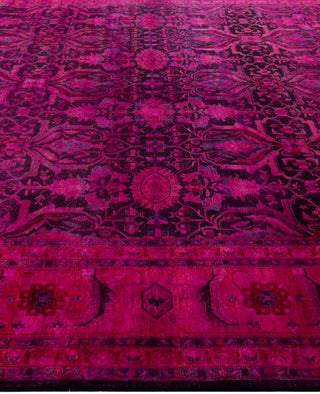 Contemporary Overdyed Wool Hand Knotted Pink Area Rug 9' 2" x 11' 10"
