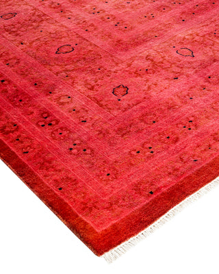 Modern Overdyed Hand Knotted Wool Pink Area Rug 8' 2" x 10' 5"