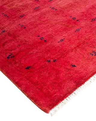 Modern Overdyed Hand Knotted Wool Pink Area Rug 4' 2" x 5' 10"