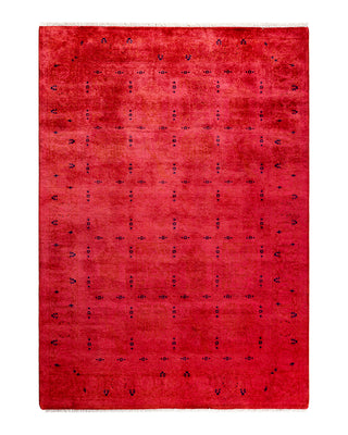 Contemporary Fine Vibrance Pink Wool Area Rug 4' 2" x 5' 10"