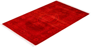 Contemporary Hand-Knotted Overdyed Red Area Rug 2' 8" x 4' 2"