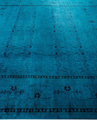 Contemporary Overdyed Wool Hand Knotted Green Area Rug 9' 2" x 11' 10"