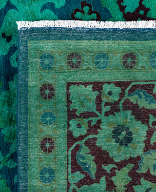 Overdyed Hand-Knotted Wool Modern-Contemporary Green Area Rug 9' 2" x 12' 4"