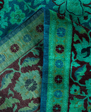 Overdyed Hand-Knotted Wool Modern-Contemporary Green Area Rug 9' 2" x 12' 4"