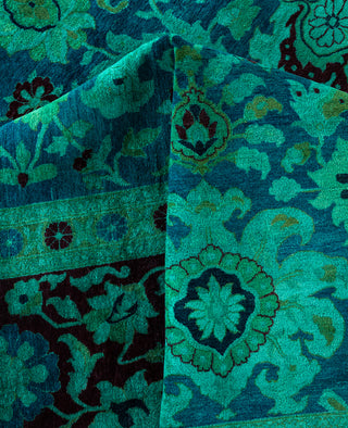 Overdyed Hand-Knotted Wool Modern-Contemporary Green Area Rug 9' 2" x 12' 4"
