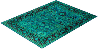 Overdyed Hand-Knotted Wool Modern-Contemporary Green Area Rug 9' 2" x 12' 4"