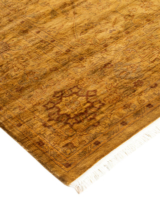 Modern Overdyed Hand Knotted Wool Gold Area Rug 6' 3" x 12' 3"