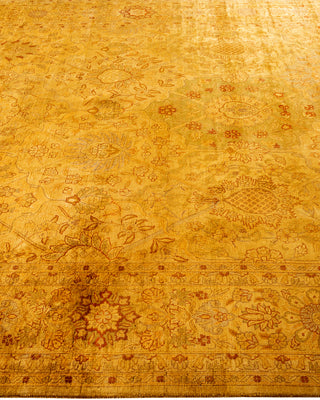 Modern Overdyed Hand Knotted Wool Gold Area Rug 6' 3" x 12' 3"