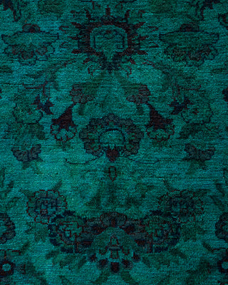 Modern Overdyed Hand Knotted Wool Green Area Rug 8' 1" x 10' 1"