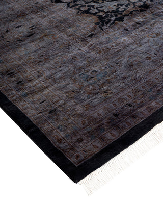 Modern Overdyed Hand Knotted Wool Black Area Rug 9' 4" x 11' 9"