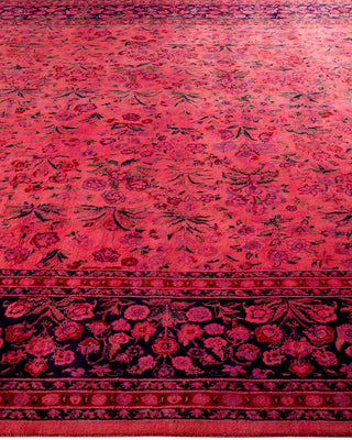 Modern Overdyed Hand Knotted Wool Pink Area Rug 9' 2" x 12' 0"