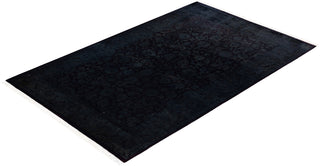 Contemporary Overdyed Wool Hand Knotted Black Area Rug 4' 1" x 6' 5"