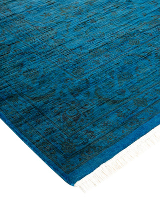 Modern Overdyed Hand Knotted Wool Blue Area Rug 6' 2" x 8' 5"