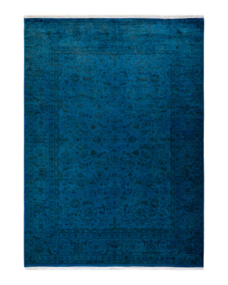 Contemporary Fine Vibrance Blue Wool Area Rug 6' 2" x 8' 5"