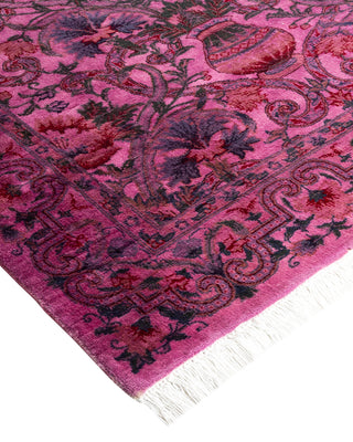 Modern Overdyed Hand Knotted Wool Pink Area Rug 3' 3" x 5' 4"
