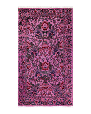 Contemporary Fine Vibrance Pink Wool Area Rug 3' 3" x 5' 4"