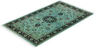 Contemporary Hand-Knotted Overdyed Blue Area Rug 3' 2" x 5' 3"