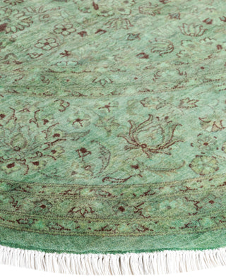 Overdyed Hand-Knotted Wool Modern-Contemporary Green Area Rug 8' 1" x 8' 1"
