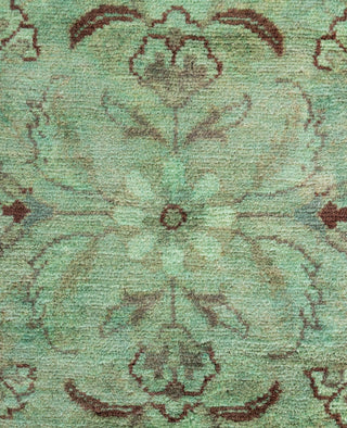 Overdyed Hand-Knotted Wool Modern-Contemporary Green Area Rug 8' 1" x 8' 1"