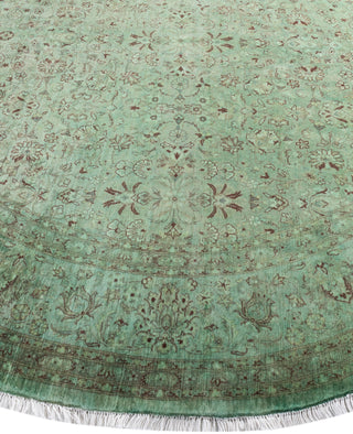 Overdyed Hand-Knotted Wool Modern-Contemporary Green Area Rug 8' 1" x 8' 1"