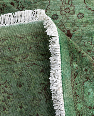 Overdyed Hand-Knotted Wool Modern-Contemporary Green Area Rug 8' 1" x 8' 1"
