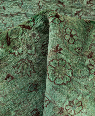 Overdyed Hand-Knotted Wool Modern-Contemporary Green Area Rug 8' 1" x 8' 1"