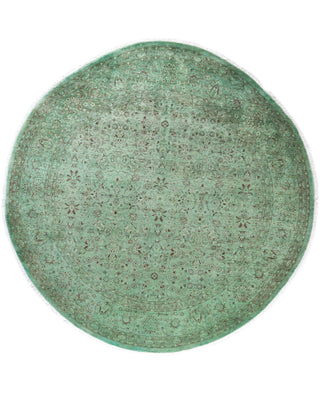 Overdyed Hand-Knotted Wool Modern-Contemporary Green Area Rug 8' 1" x 8' 1"