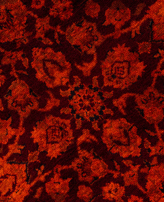 Contemporary Overdyed Wool Hand Knotted Orange Round Area Rug 8' 2" x 8' 2"