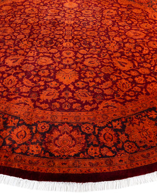 Contemporary Overdyed Wool Hand Knotted Orange Round Area Rug 8' 2" x 8' 2"