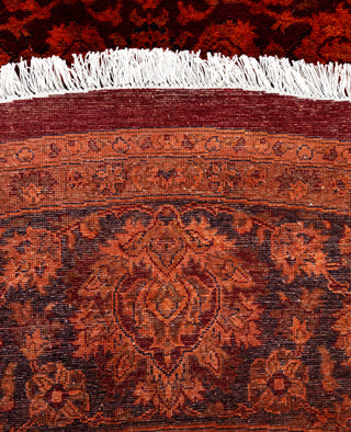 Contemporary Overdyed Wool Hand Knotted Orange Round Area Rug 8' 2" x 8' 2"